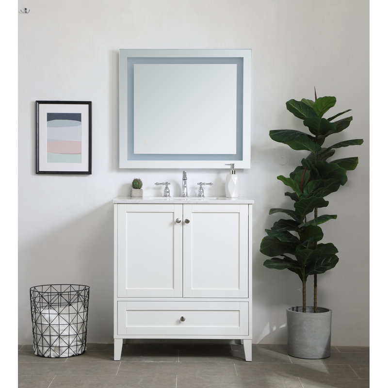 Mercury Row® Aleta 30'' Single Bathroom Vanity with Engineered Marble